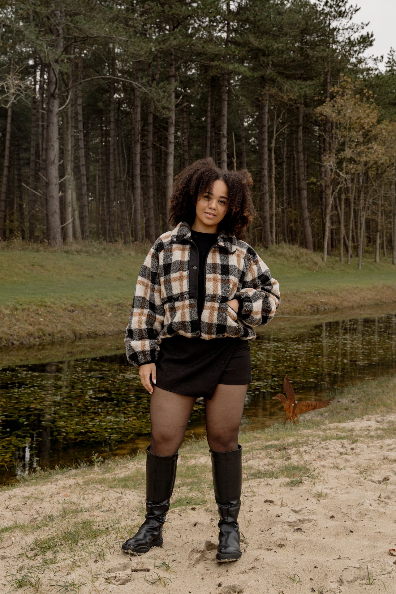 Only ONLCALISTA LIFE CHECK TEDDY JACKET Birch/W. Melange 2900160024022