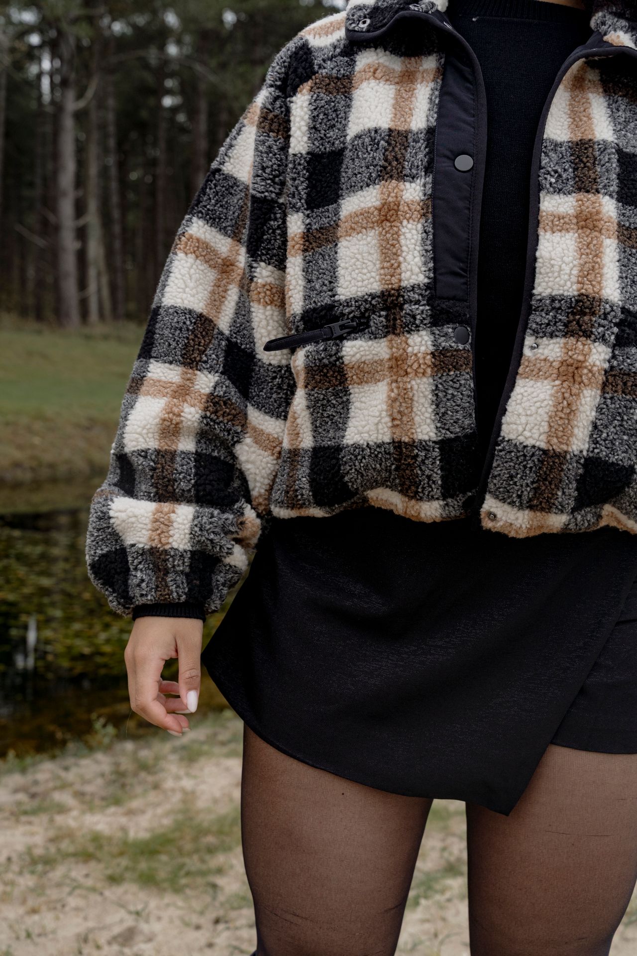 Only ONLCALISTA LIFE CHECK TEDDY JACKET Birch/W. Melange 2900160024022