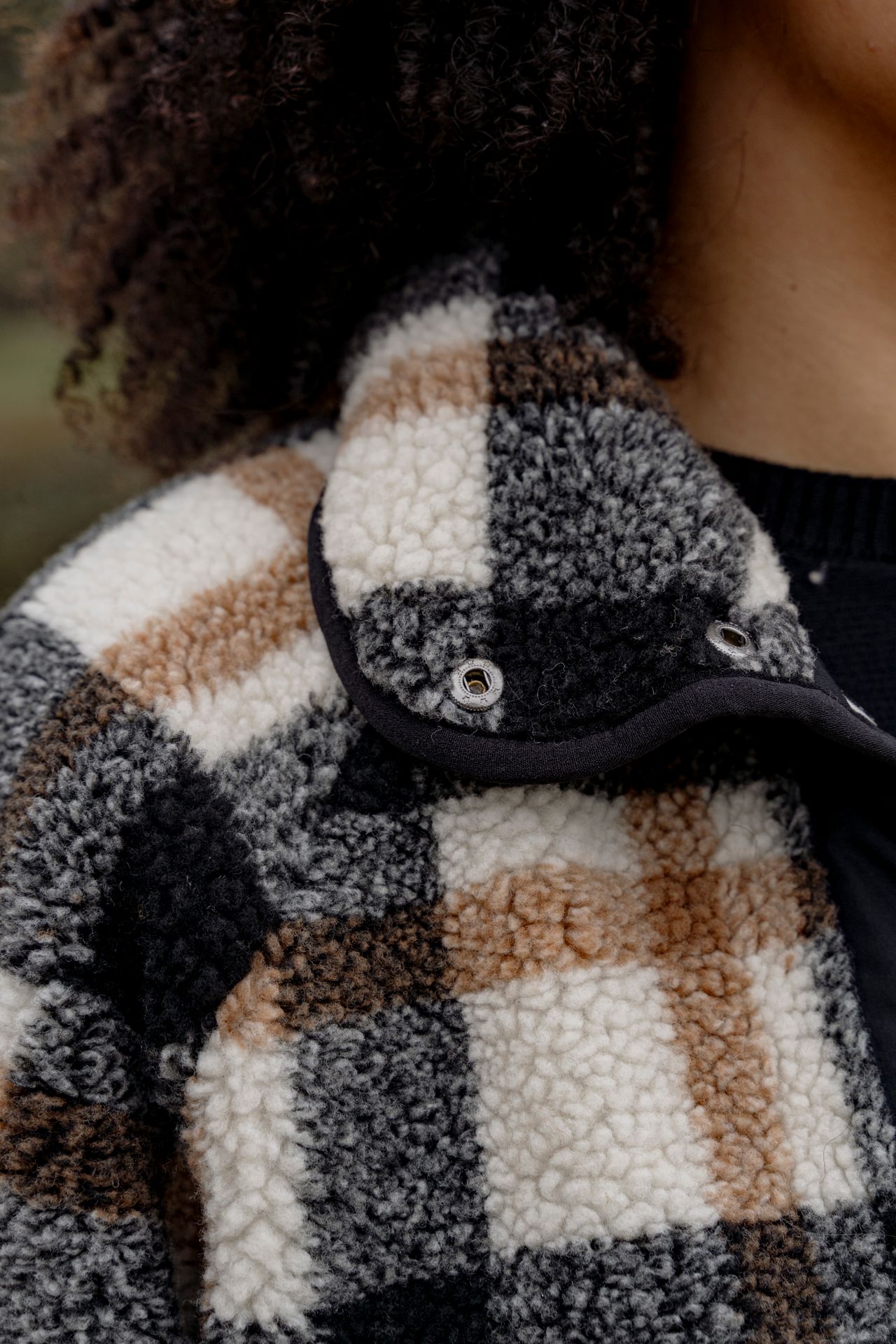 Only ONLCALISTA LIFE CHECK TEDDY JACKET Birch/W. Melange 2900160024022