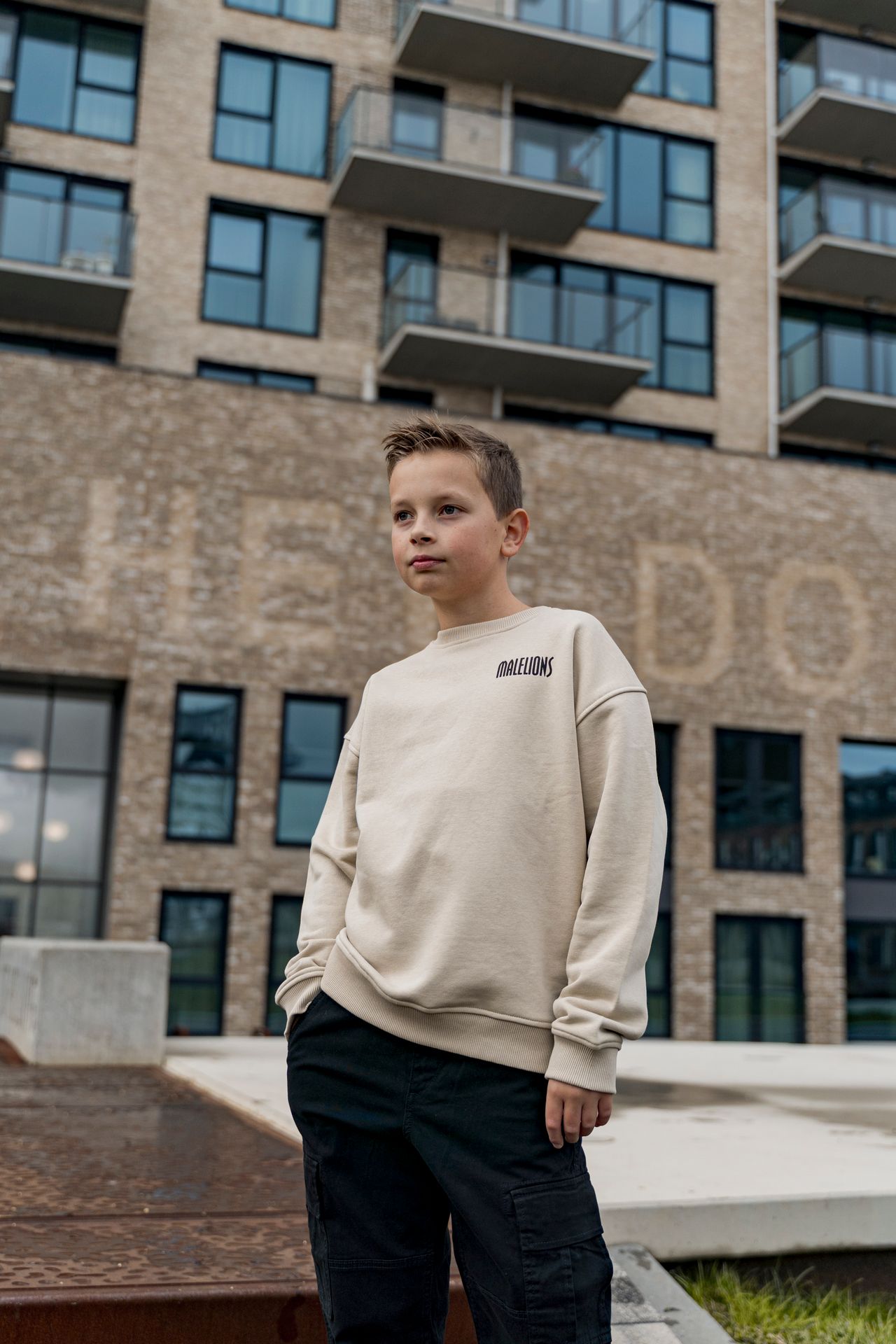 Malelions Junior Hollywood map sweater Beige 2900159382034