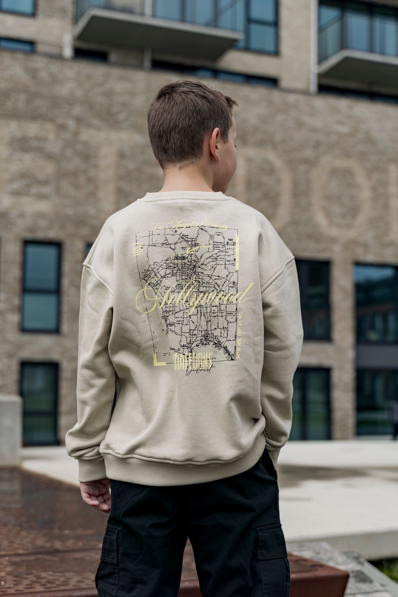 Malelions Junior Hollywood map sweater Beige 2900159382034