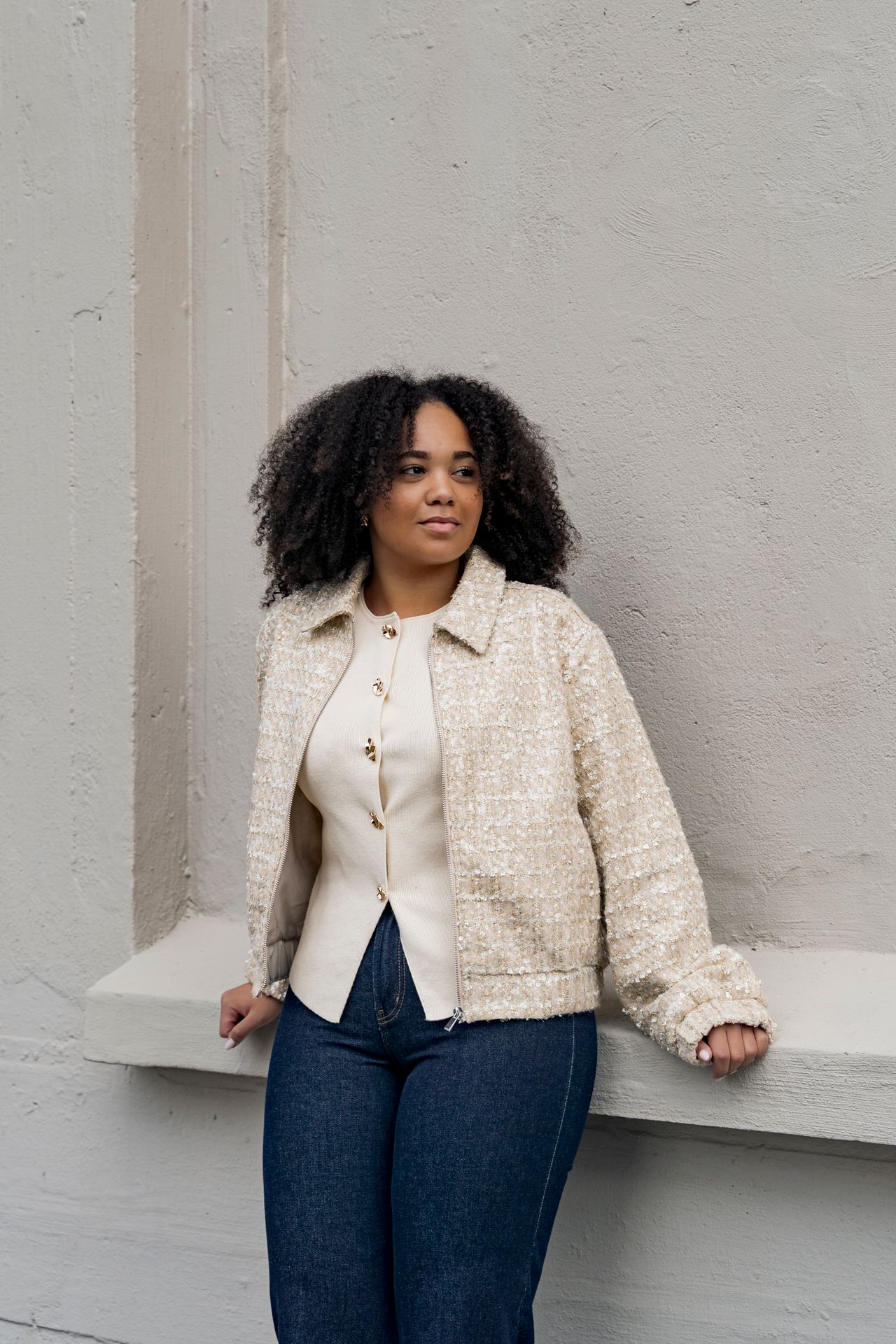 Only ONLSIGNE SEQUIN BOUCLE JACKET OTW Pumice Stone 2900160291059