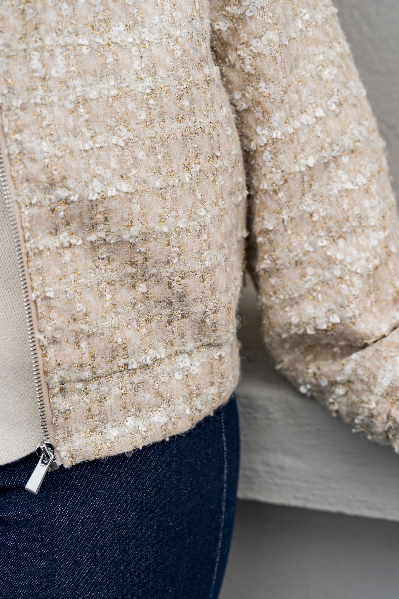 Only ONLSIGNE SEQUIN BOUCLE JACKET OTW Pumice Stone 2900160291059