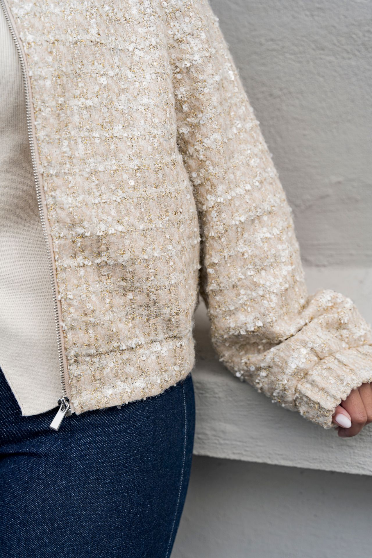 Only ONLSIGNE SEQUIN BOUCLE JACKET OTW Pumice Stone 2900160291059