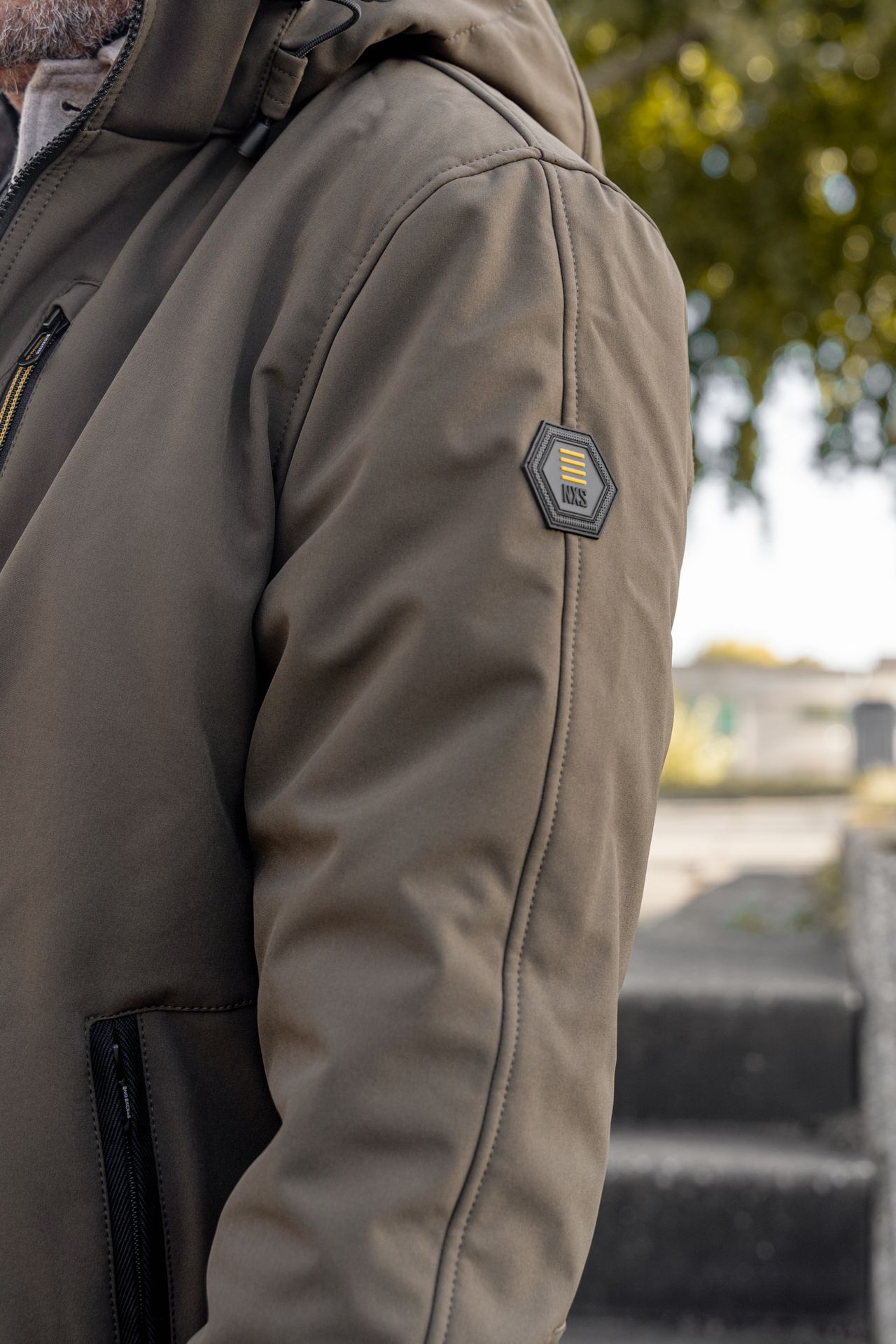 No Excess Jacket Short Fit Hooded Softshell Stretch 044 taupe 2900159451075