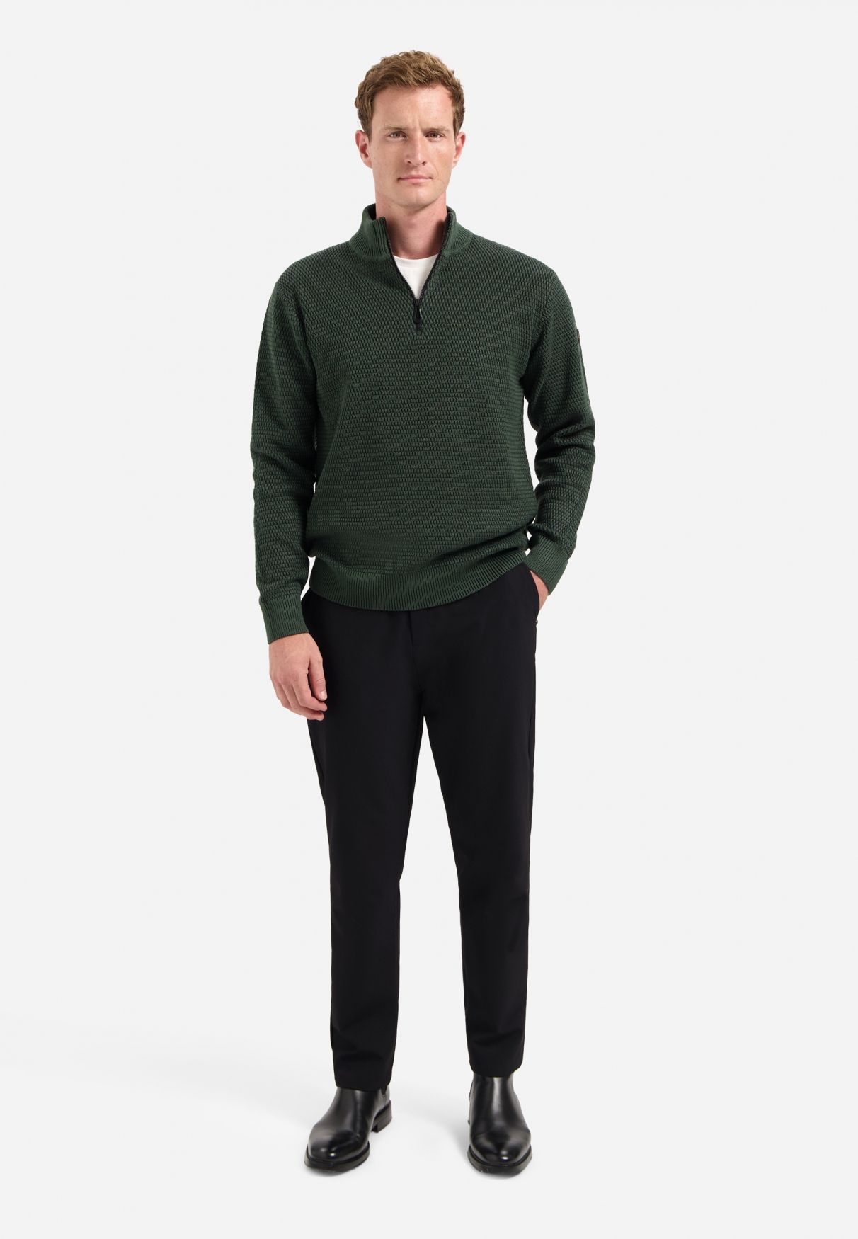 No Excess Pullover Half Zipper 2 Coloured Melange 052 dark green 2900159467045