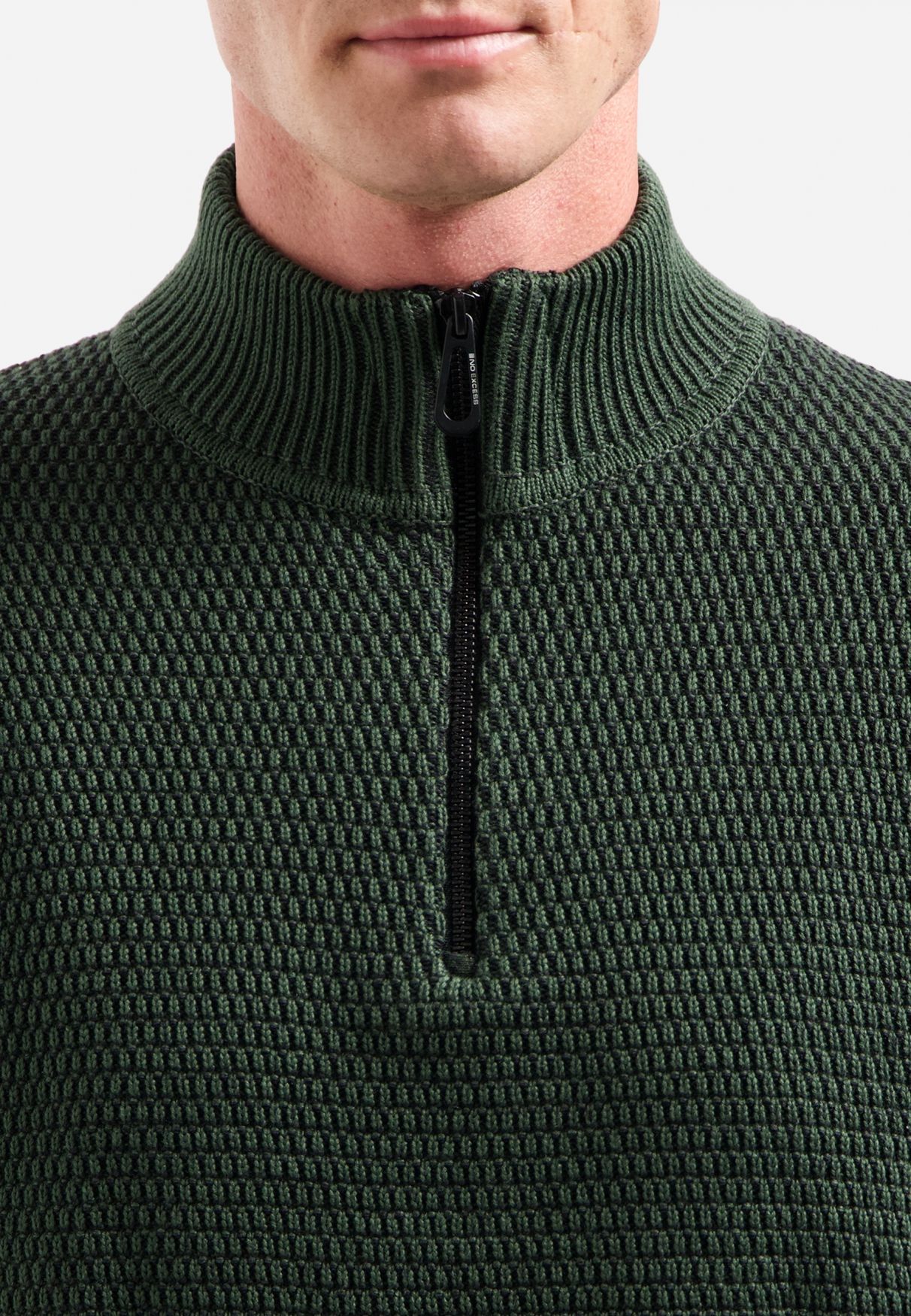 No Excess Pullover Half Zipper 2 Coloured Melange 052 dark green 2900159467045