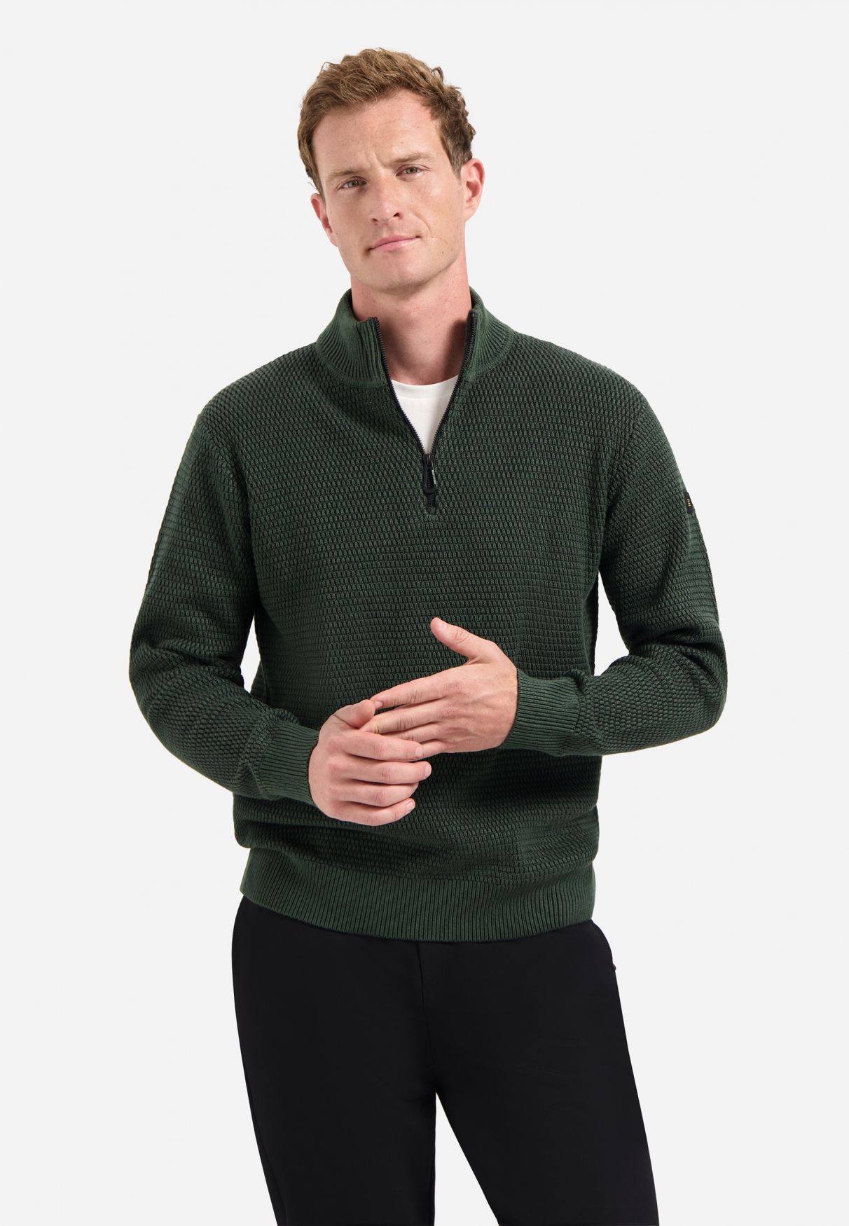 No Excess Pullover Half Zipper 2 Coloured Melange 052 dark green 00114768-EKA14000100000082