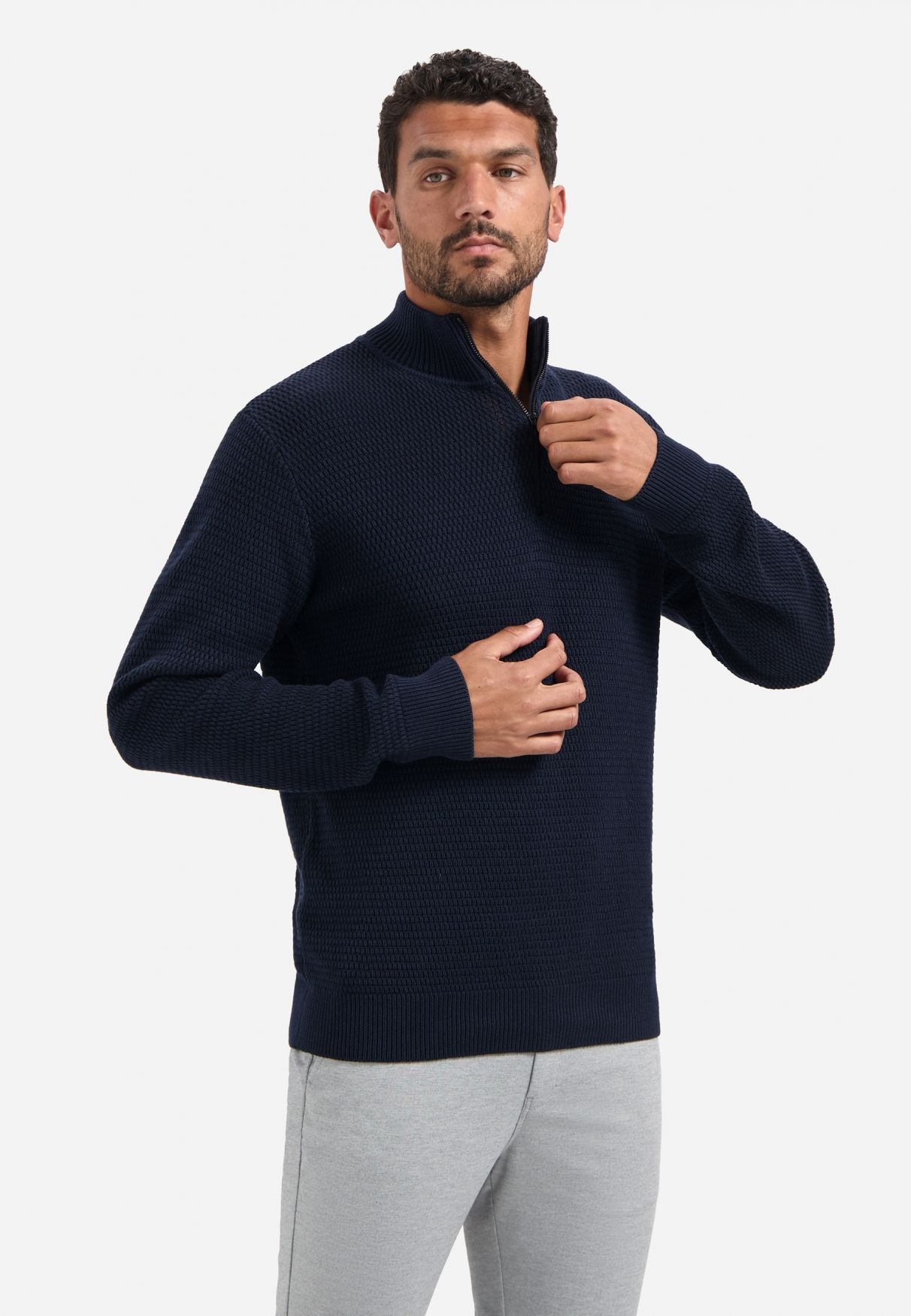 No Excess Pullover Half Zipper 2 Coloured Melange 078 night 00114768-EKA14000100000065