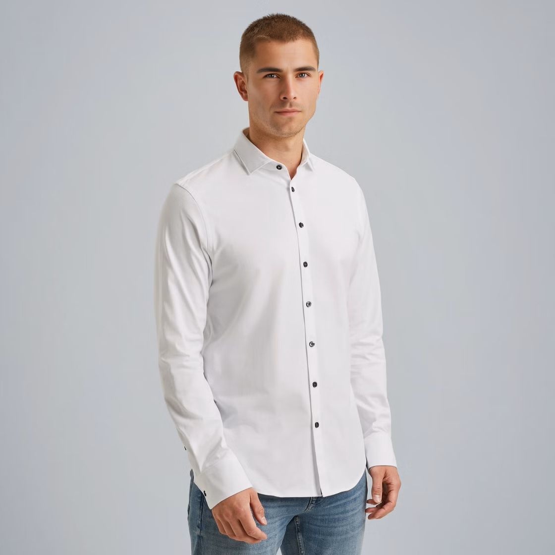 Pme Legend LONG SLEEVE SHIRT Satin Jersey Bright White 2900156403022