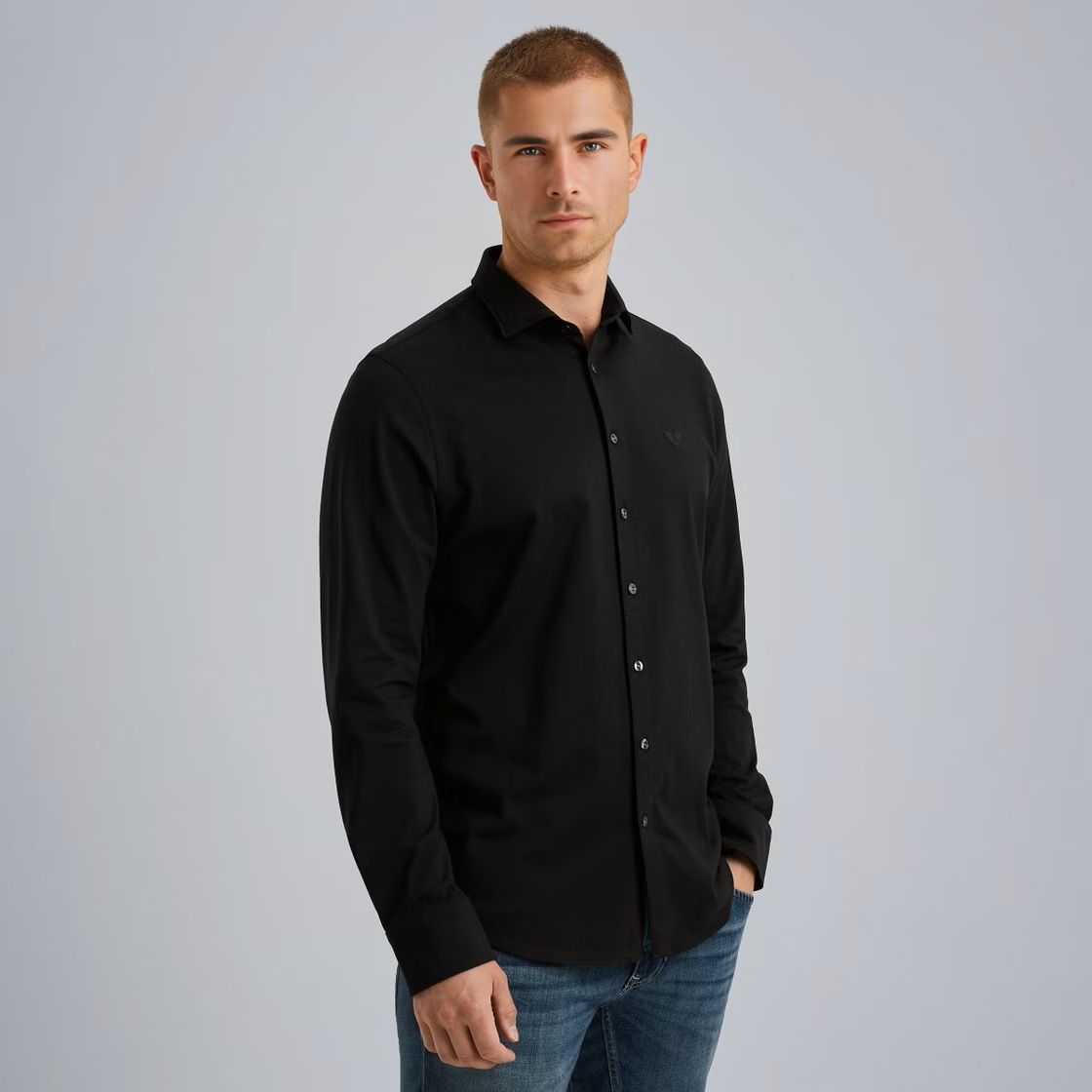 Pme Legend LONG SLEEVE SHIRT Satin Jersey Black 2900156404029