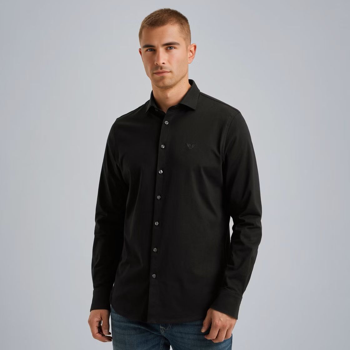 Pme Legend LONG SLEEVE SHIRT Satin Jersey Black 2900156404029