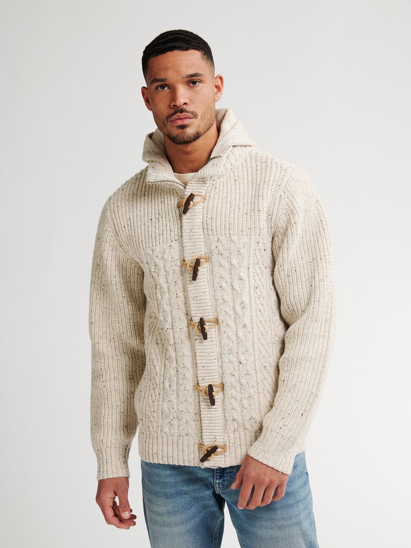 Petrol Industries Men Knitwear Hooded Cardigan 0009 antique white melee 00114854-EKA26002700000117