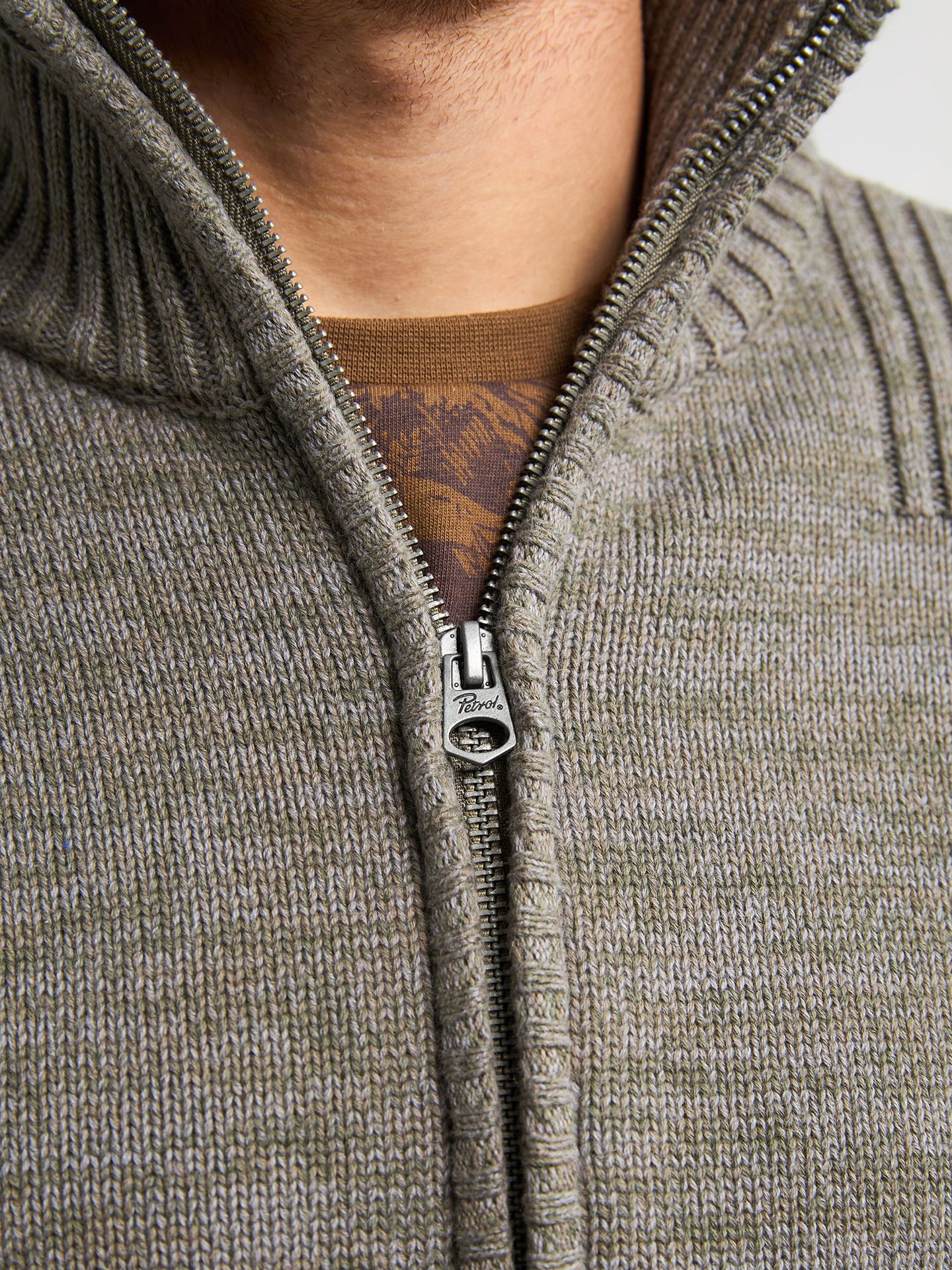 Petrol Industries Men Knitwear Collar Cardigan 6174 mossy stone 2900159638063