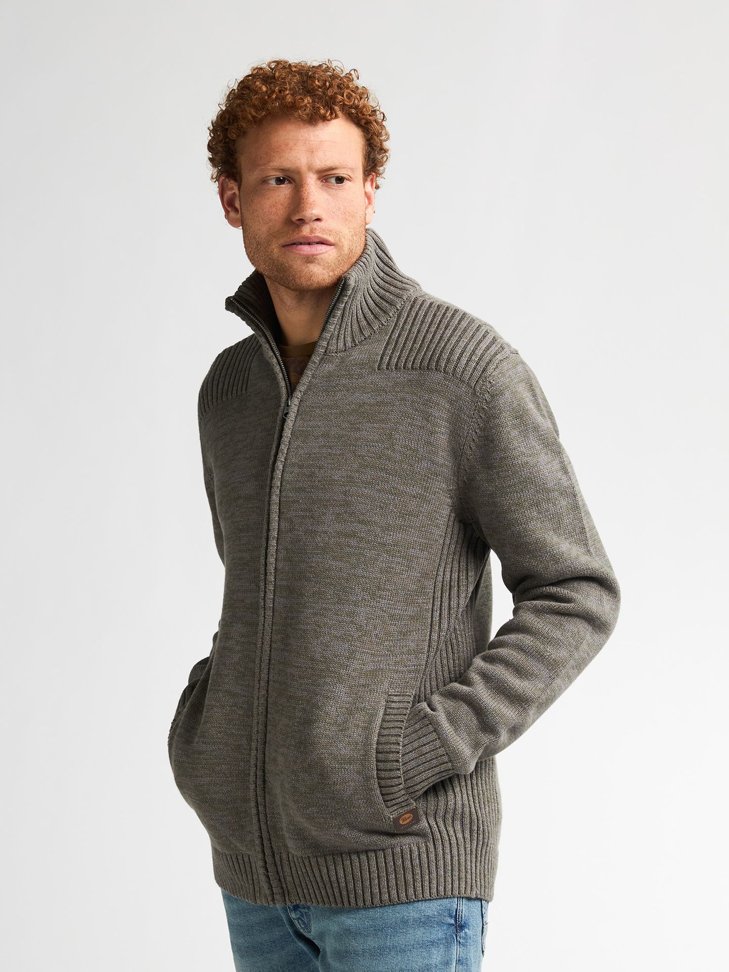 Petrol Industries Men Knitwear Collar Cardigan 6174 mossy stone 00114878-EKA26002700000165