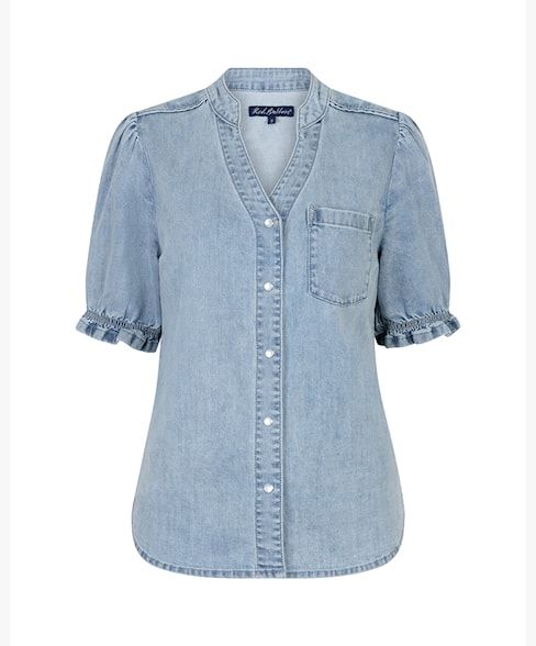 Red Button Victoria Blouse Denim  whitebleach633 00117342-EKA26007300000140