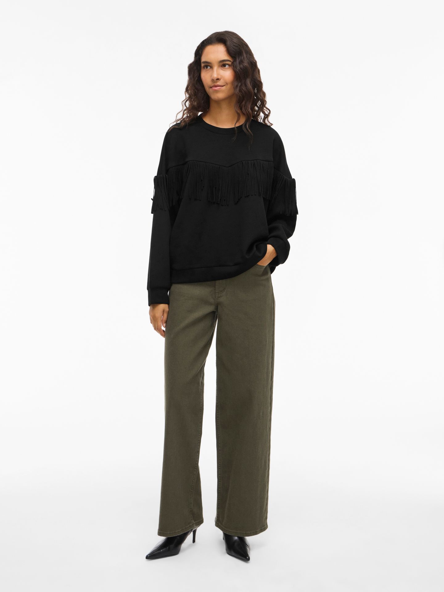 Object VIREFLECT L/S O-NECK FRINGE SWEATSH Black Beauty 2900160813039 Object VIREFLECT L/S O-NECK FRINGE SWEATSH Black Beauty 2900160813039