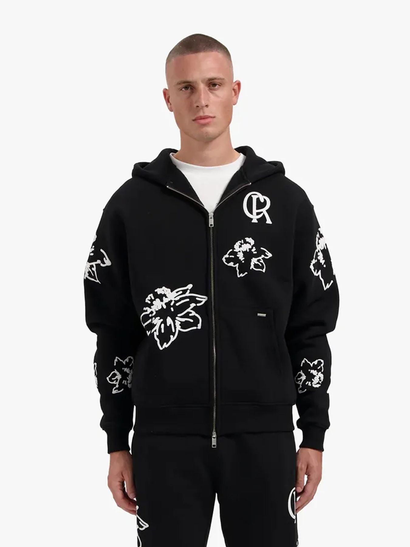 Croyez Flower Zip Hoodie Black 00115234-999