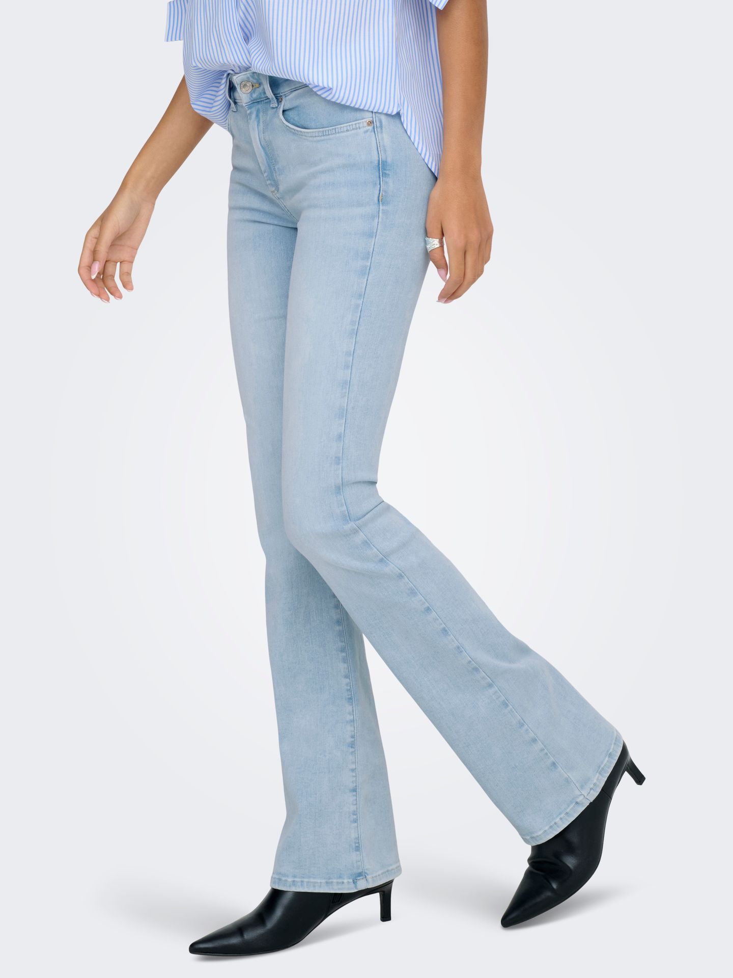 ONLY ONLMADISON Damesjeans met wijde pijpen, hoge taille, wijde pijpen, Lichtgrijs denim, M / 34L ONLY ONLMADISON Damesjeans met wijde pijpen, hoge taille, wijde pijpen, Lichtgrijs denim, M / 34L