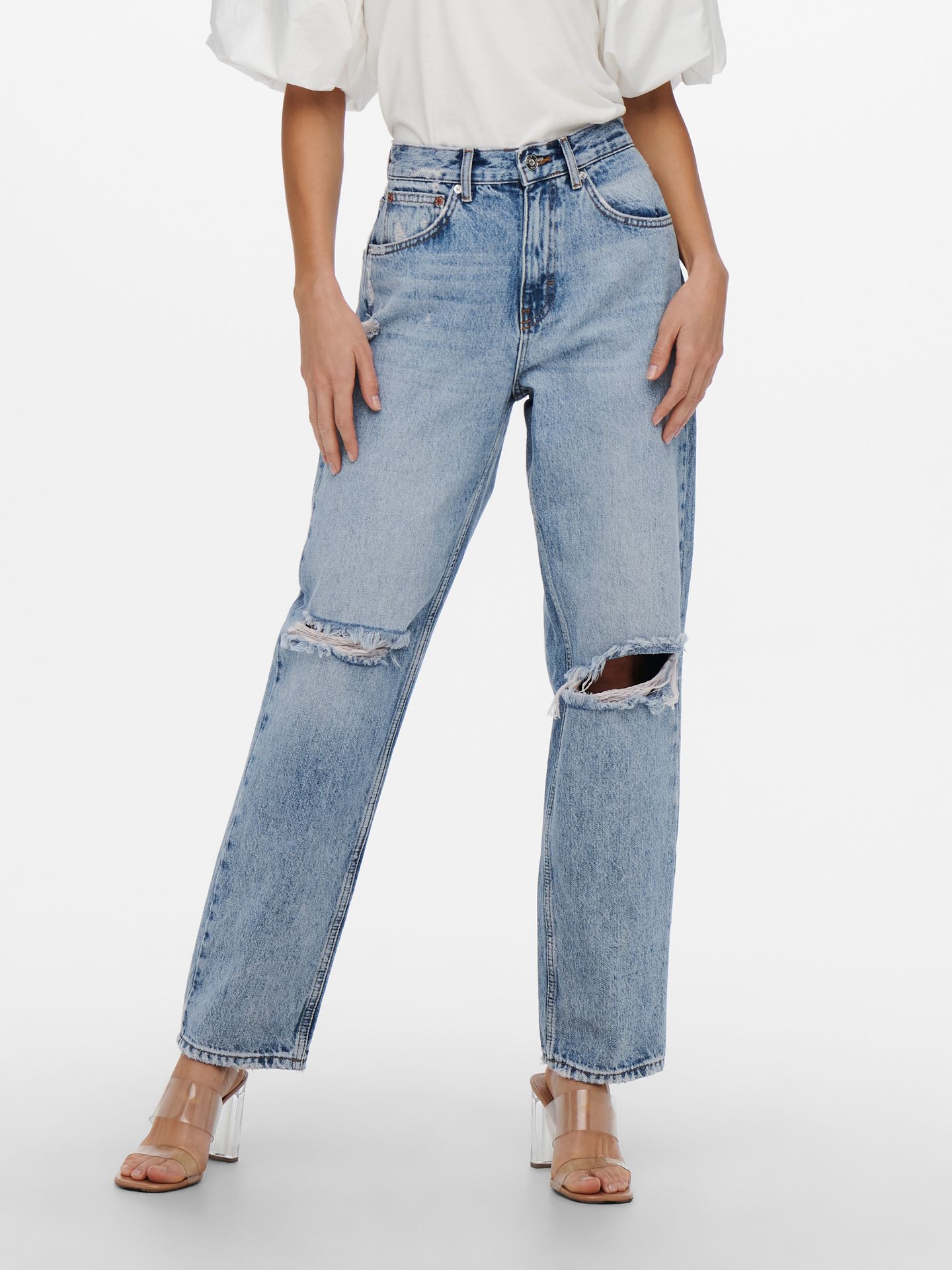 ONLY ONLMADISON BLUSH HW WIDE DNM CRO495 Noos Dames Jeans Light Blue Bleached Denim ONLY ONLMADISON BLUSH HW WIDE DNM CRO495 Noos Dames Jeans Light Blue Bleached Denim