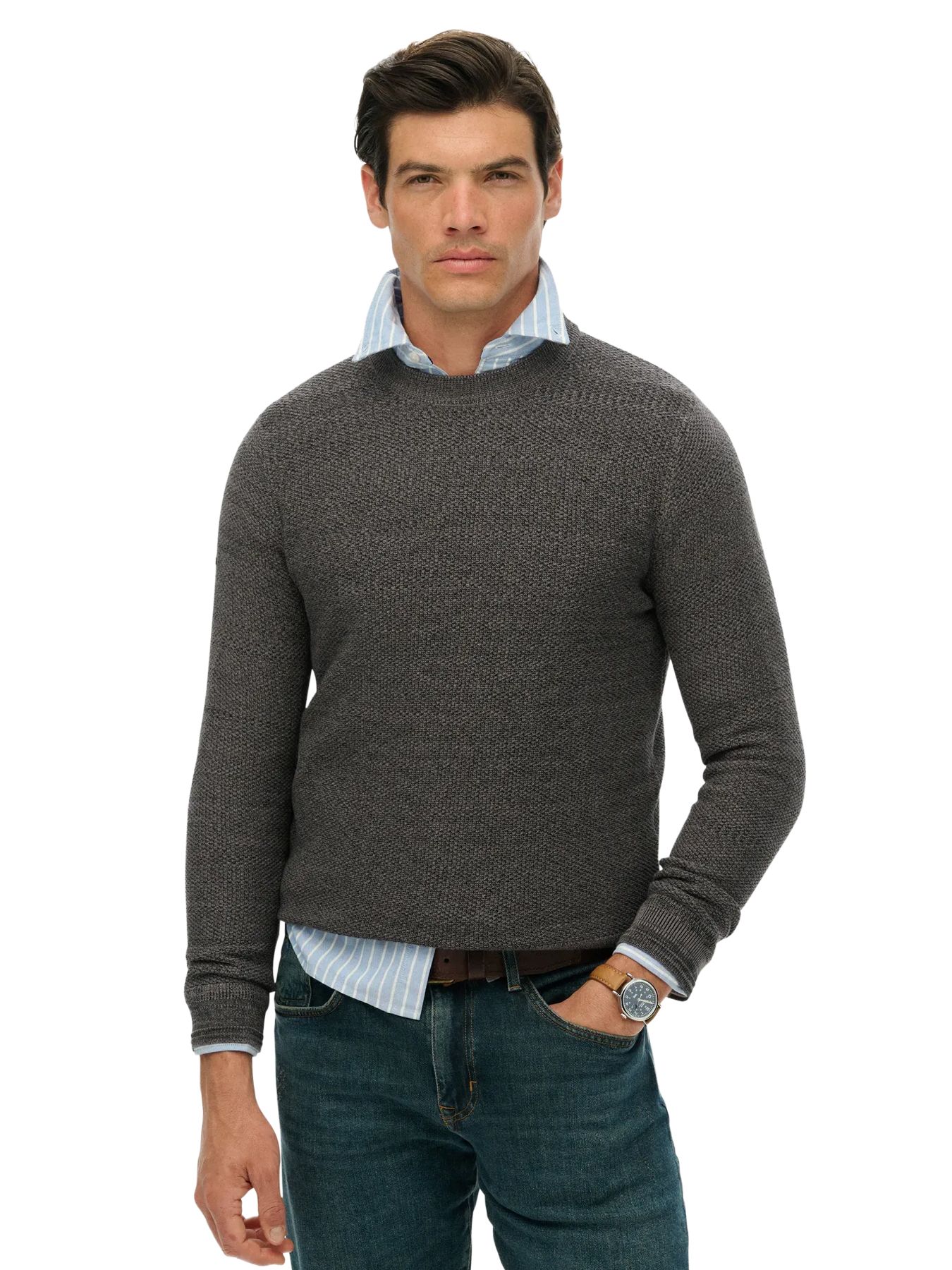 Superdry Lw cotton texture jumper Black/Grey 00115800-927