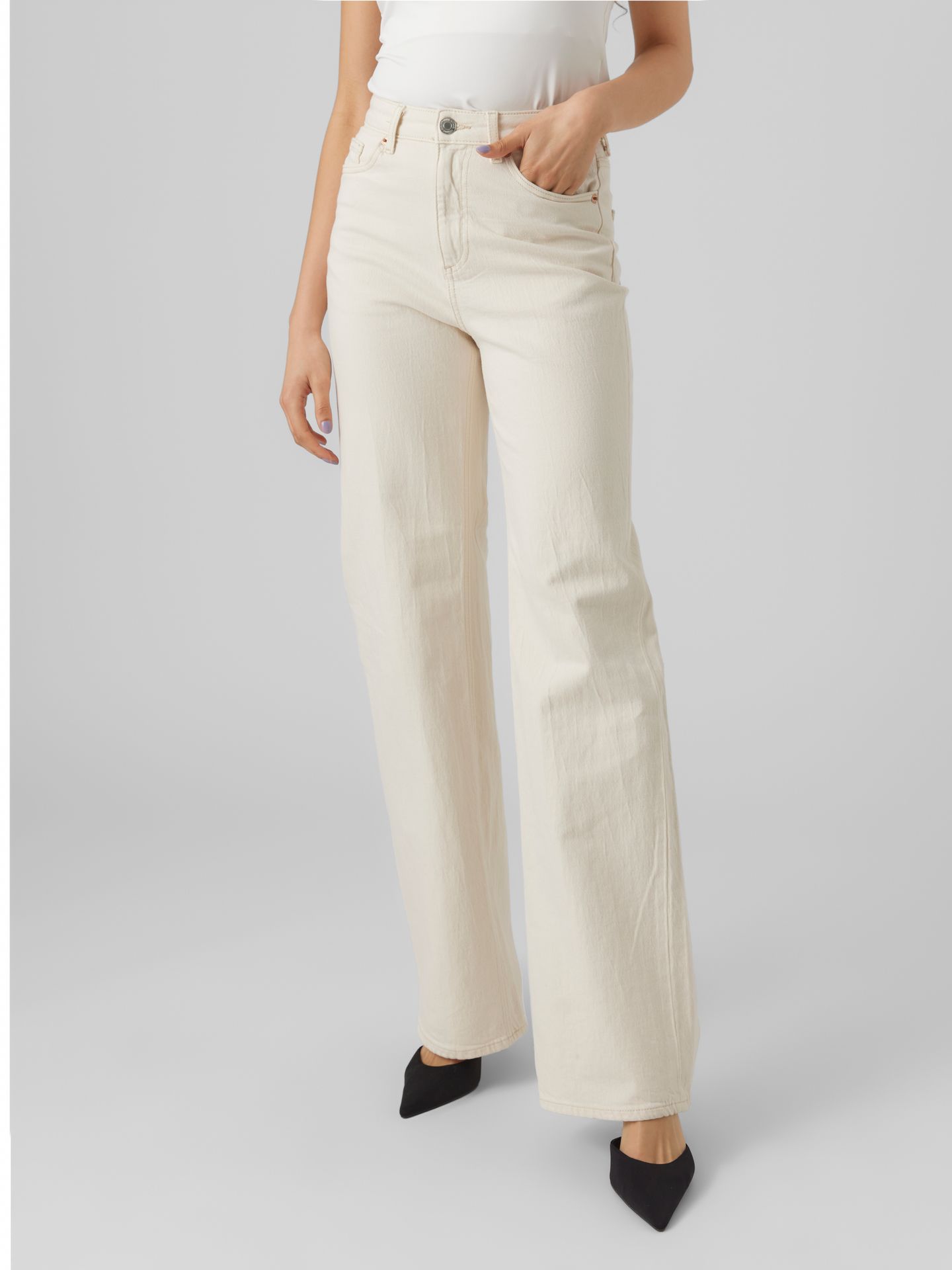 VERO MODA Dames Vmflash Mr Flared Color Ga Noos Jeans, ecru, S / 30L VERO MODA Dames Vmflash Mr Flared Color Ga Noos Jeans, ecru, S / 30L